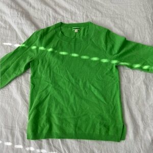 J. Crew Green Crewneck 100% Cashmere Sweater